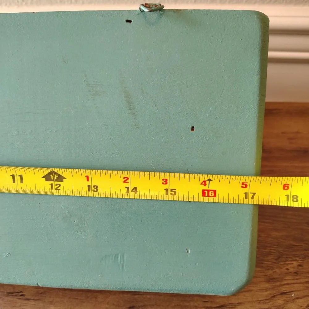 Vtg Wooden Display Hanging Shelf Towel Bar Painted Turquoise Beach Cottage Decor